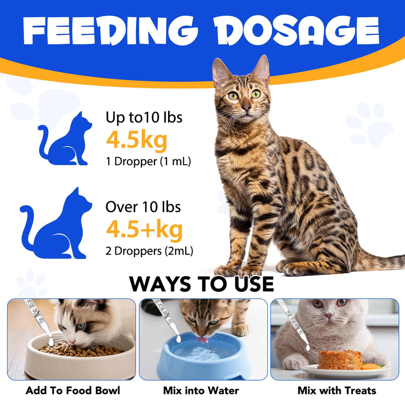 Taurine for Cats, Cat Taurine Liquid Drops Supports Heart Health, Vision & Immune Support, Taurine Supplement for Cats, Kittens, Senior Cats, Easy to Use Liquid Drops, 60 mL