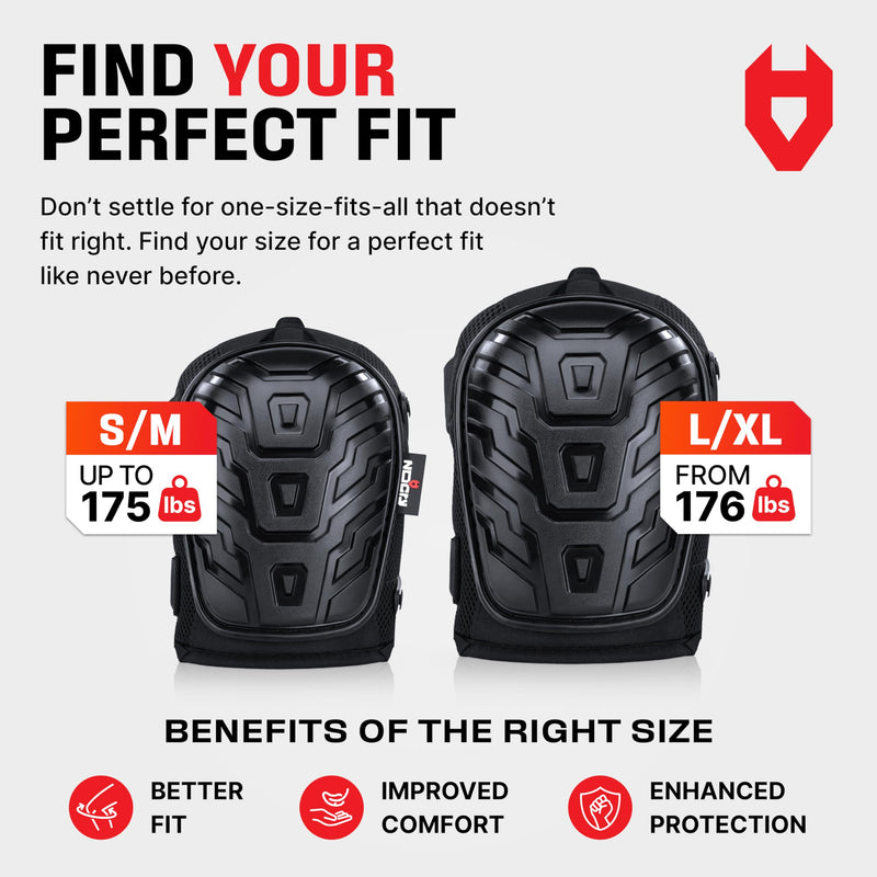 NoCry Professional Gel Knee Pads for Work with Soft Foam and Gel Cushion — Heavy Duty Cap, Reinforced Adjustable Straps, Military-Grade Rivets and Built-in Hang Loops — Perfect for Construction Large / X-Large (from 176 lbs) Original