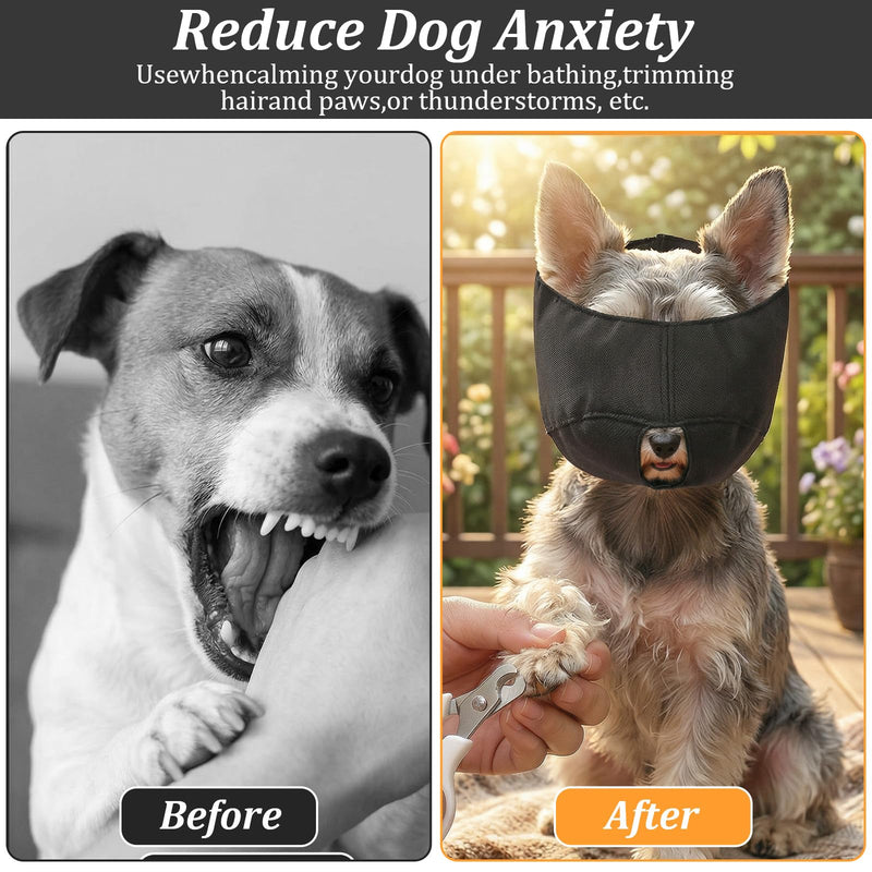 Eye Patch for Dogs, Nylon Dog Blindfold with Anxiety,8.27 X 8.27 X 1.77 in Dogs Eye Cover for Grooming,for Small and Medium-Sized Pets,Pet Head Cover for Nail Cutting, Black