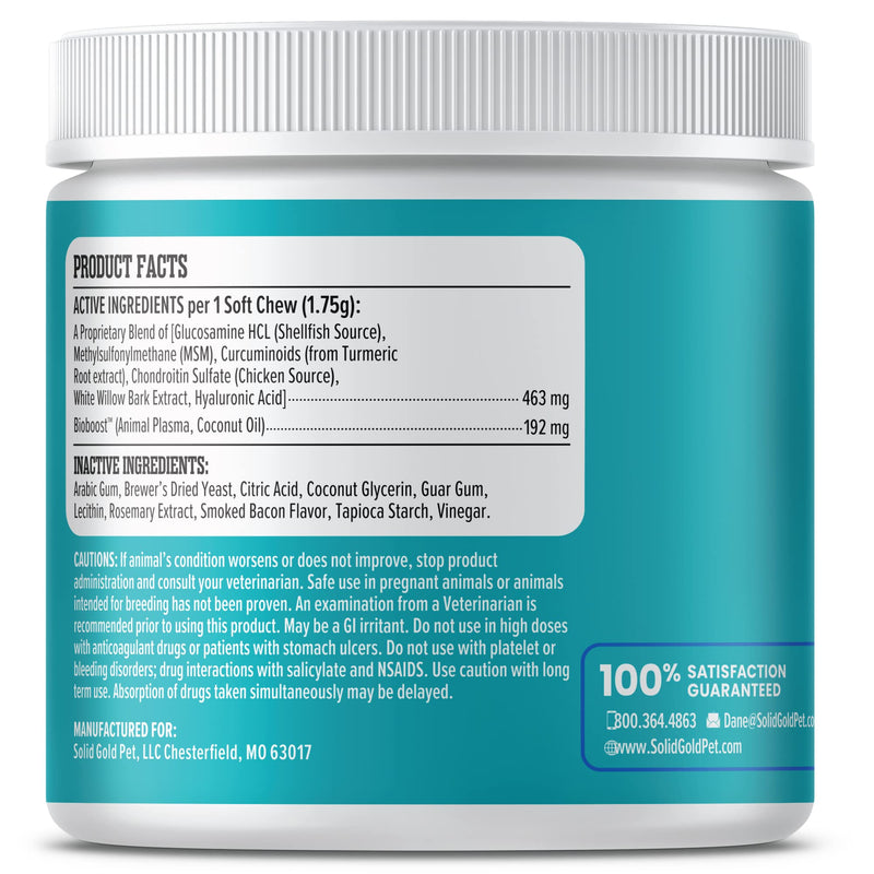 Solid Gold Glucosamine for Dogs Hip and Joint Supplement - Glucosamine Chondroitin MSM for Dog Pain Relief - Leaps & Hounds Chews for Dog Arthritis Pain Relief & Overall Mobility - 120 Soft Chews Complete Joint Health - 120 Chews - PawsPlanet Australia