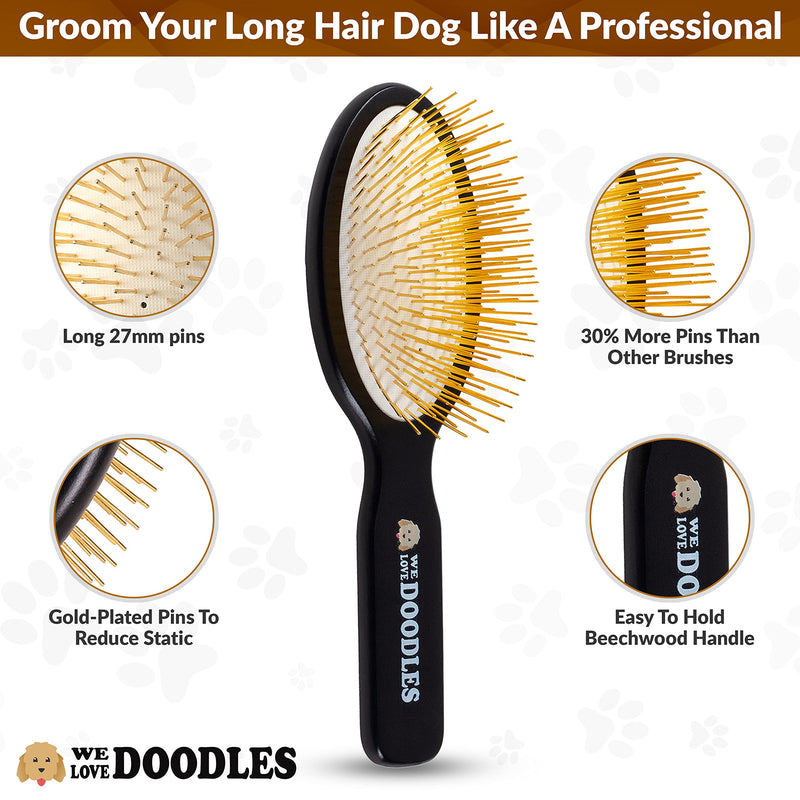 We Love Doodles Pin Brush for Dogs & Ocean Breeze Dog Detangler Spray Bundle - Goldendoodle Pin Brush & Detangler Spray Kit - Brush for Removing Loose Fur & Dematting Spray Made in USA - PawsPlanet Australia