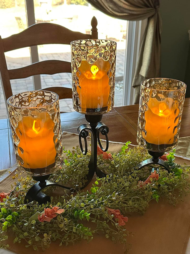 5 Pack Amber Hammered Glass Lamp Shade Replacement Globe & Cover for Lighting Fixture, 6" Tall, Water Ripple Cylinder Glass Shade for Chandelier Pendant Light Wall Sconces, 1-5/8 inch Fitter