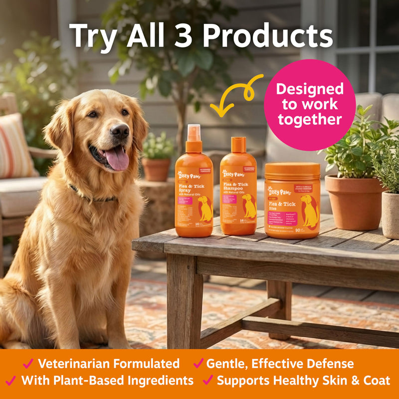 Zesty Paws Flea and Tick Spray for Dogs - Kill Fleas, Ticks & Their Eggs - Veterinarian Formulated - Soothes Itchy & Irritated Dog Skin - Cedarwood Oil, Rosemary Oil & Peppermint Oil Flea & Tick Spray