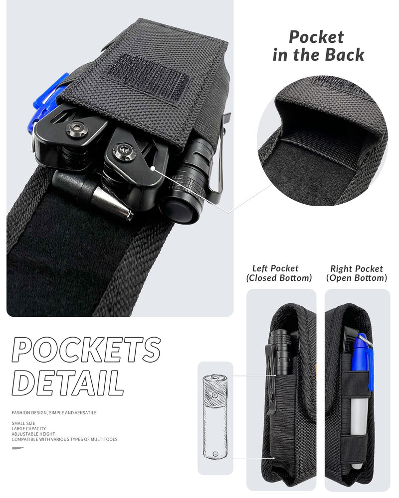 Multitool Sheath-EDC Pouch,Multi Tool Holster for Belt,Small Tactical Tool Pouch Accessories,Organizer Sheath Compatible with Multi Tool Case with Leather Logo and Belt Clip for Man