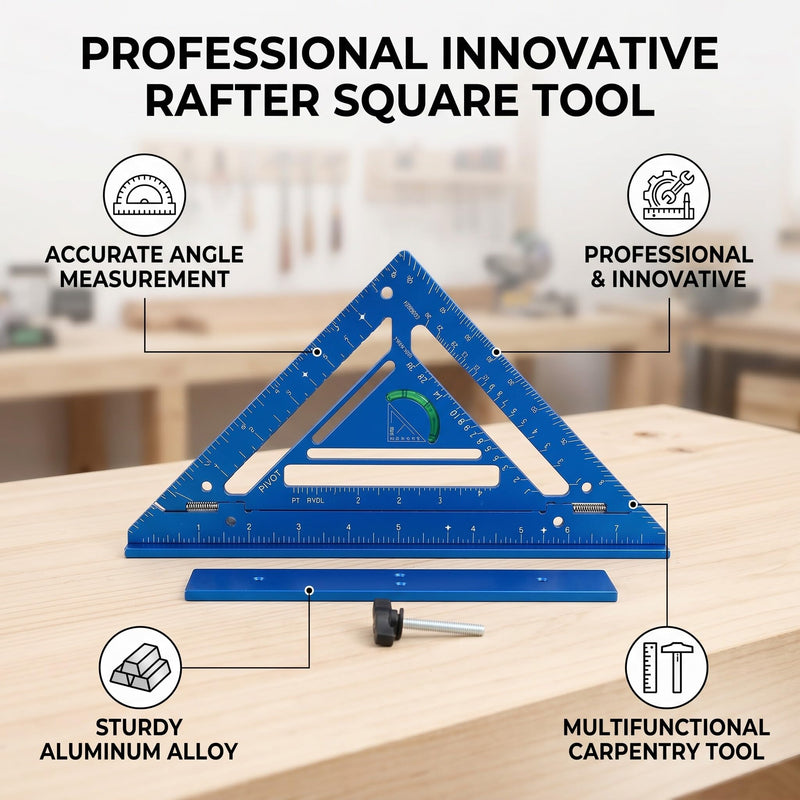 Aluminum Alloy Rafter Square 3-in-1 with Protractor for Precision Carpentry and Woodworking