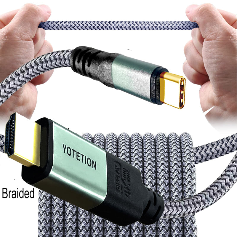 30FT USB-C to HDMI-A Braided Cable, 4K@60Hz, Suitable for Home Office [Compatible with MacBook Pro/Air, iPhone 15 Pro/Max, Galaxy S8-S23, Surface Book 2, XPS with Thunderbolt 3/4] 30FT