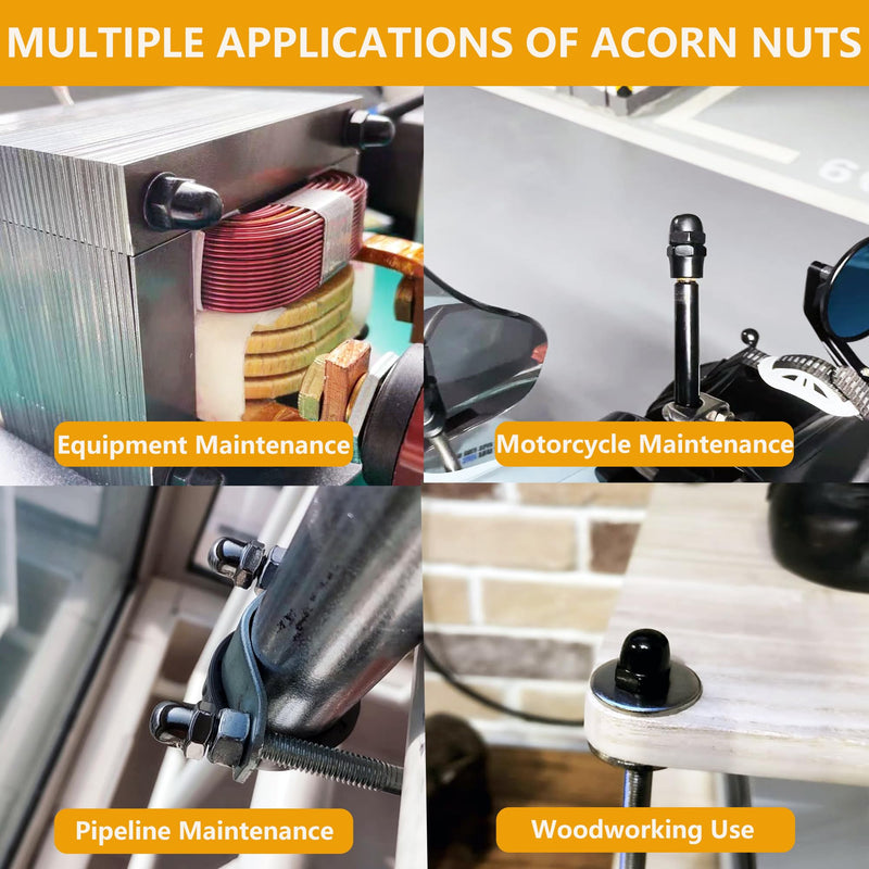 M5 Black Acorn Cap Nuts,Stainless Steel 304 (18-8) Acorn Nuts,Black Finish,25PCS M5,25pcs