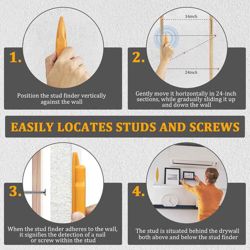 6 PCS Magnetic Stud Finder Easy to Use, Locate Screws, Nails, Metal Studs Compatible with All Drywall Construction Orange, 6 Pcs