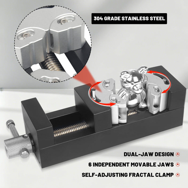 CNCTOPBAOS Mini Fractal Vise Smart Bench Vice, Multi-Shape Self-Adjusting 2.44" Jaw Opening Drill Press Clamp, Heavy Duty Aluminum Alloy for DIY Crafts, Woodworking, Jewelry Making, Modeling, Repair