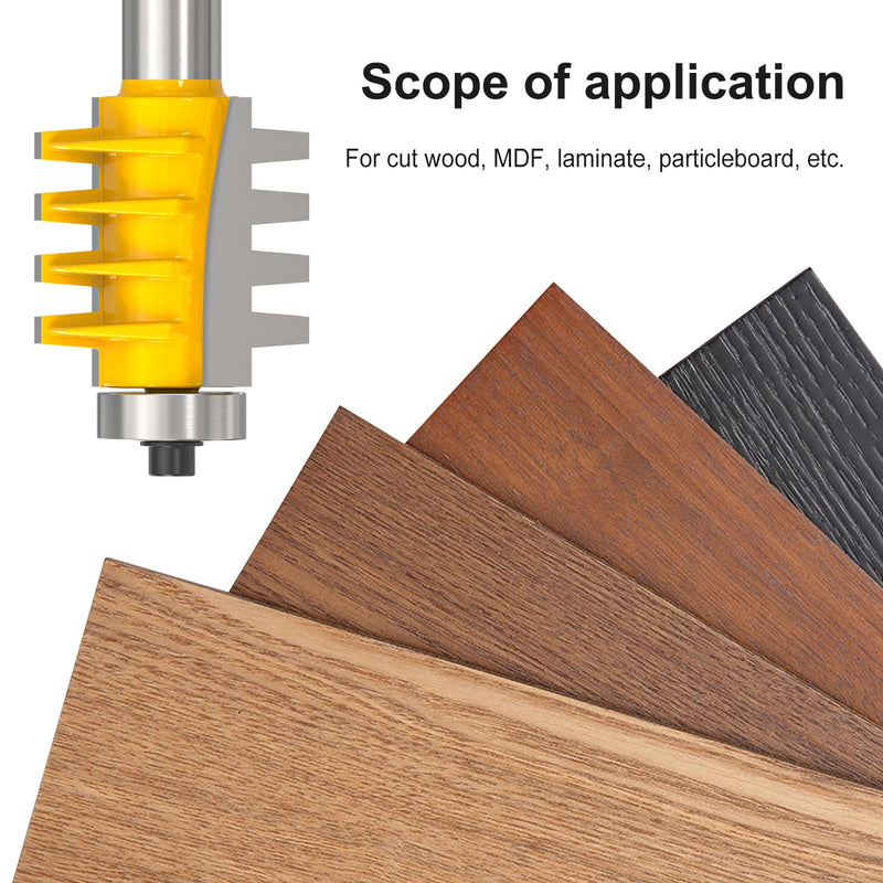 MEANLIN 3PCS Reversible Finger Joint Router Bit & Tongue and Groove Router Bit 1/2 Inch Shank Woodworking Carbide Joinery Wood Milling Cutter for Cabinet Door, Frames and More 1/2 in