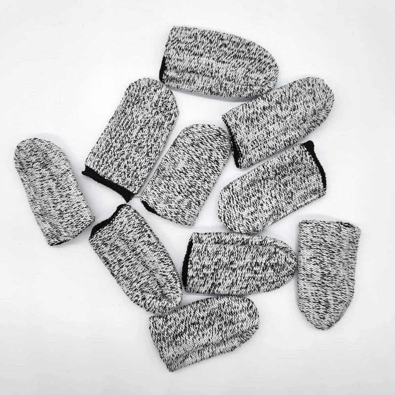 BlingKingdom 10pcs Breathable Cut Resistant Finger Cots Protection Reusable Durable Non Slip Finger Thumb Protector Gloves for Work Kitchen Garden Sculpture Grinding Stained Glass(Grey)