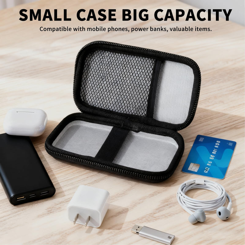 6500°F Hard Fire-Resistant Power Bank Case,Waterproof Electronic Organizer Travel Bag,Shockproof EVA Carrying Case for Cell Phones/Earbuds,Travel Gadgets for Cables,SD Memory Card,Camera Chips Silver Medium Size