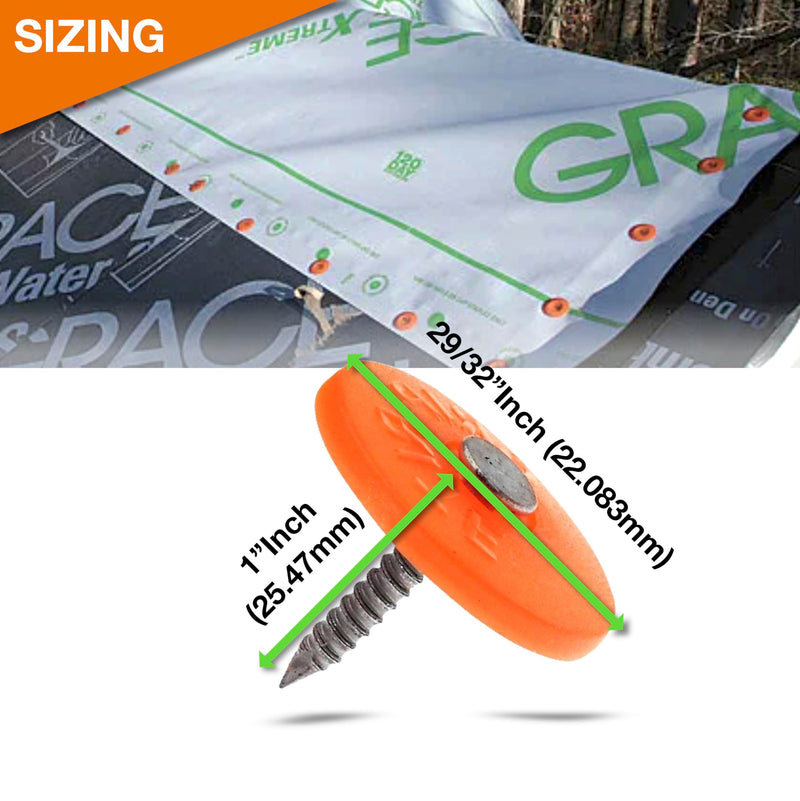 250 Pack - Round Plastic Cap Nail 1 Inch Roofing Nails Galvanized Tar Paper Nails for House Wrap Fastening Foam Board Roofing Felt Insulation Film (250) 250