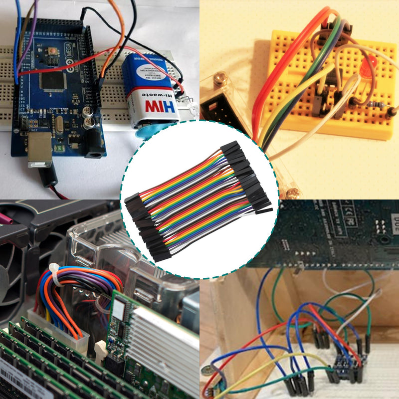 40pcs 10cm Dupont Wire Female to Female 40pin Breadboard Jumper Wires Multi-Color Ribbon Cable Line Connector 40pin(F/F)