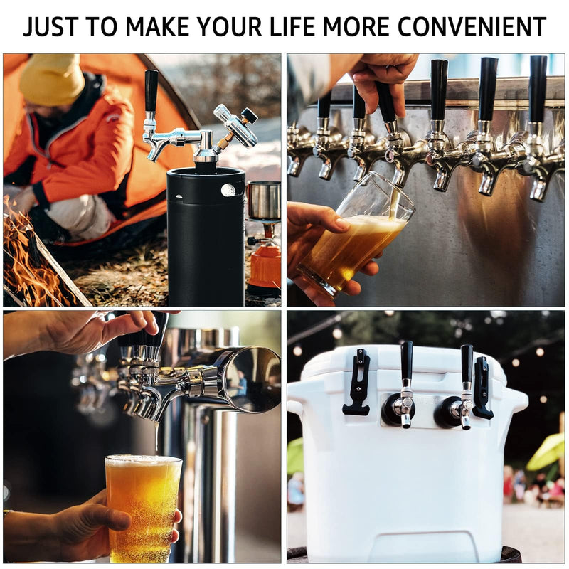 Beer Faucet Beer Tap for Kegs Kegerator Draft Beer Tower, Classic & Standard American Beer Faucet with Beer Tap Plug (Stainless Steel Core & Brass Body) Chrome Stainless Steel Core & Brass Body