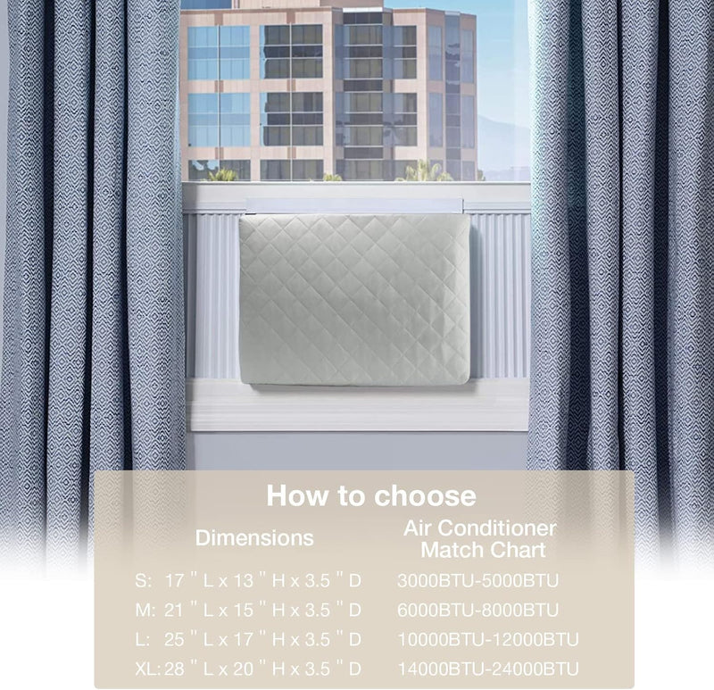 Indoor Air Conditioner Cover, Window AC Cover for Inside, 28"Lx20"Hx3.5"D Grey 28"×20"×3.5"