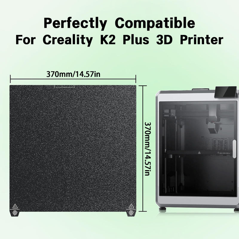 K2 Plus PEI Build Plate 370x370mm Double Sided Textured PEI Sheet Heated Bed Spring Steel Flexible Plate for Creality K2 Plus 3D Printer