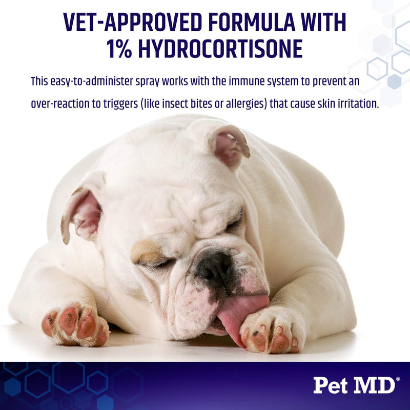 Pet MD Hydrocortisone Spray for Dogs, Cats, Horses - Itch Relief Spray & Hot Spot Treatment for Dogs, Irritated Dry Itchy Skin, Allergies, and Dermatitis - Reduces Topical Inflammation - 4 oz - PawsPlanet Australia