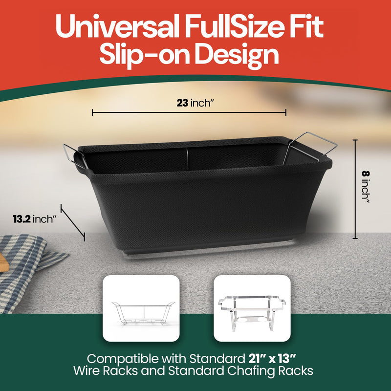 Chafer Wind Guard – Slip-On, Machine Washable Chafer Stand Cover for Full-Size Wire Chafing Racks – Wind Blocking for Chafing Fuel, Buffet & Catering, Indoor/Outdoor Black