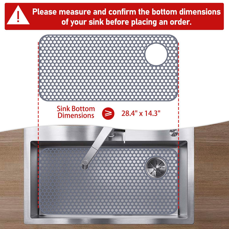Silicone Sink Protectors for Kitchen Sink - 28.4"x 14.3" Kitchen Protector Accessory, Non-Slip Heat Resistant Mat for Bottom of Farmhouse Porcelain Stainless Steel (Right & Left Drain) 28.4"x 14.3" Right & Left Drain