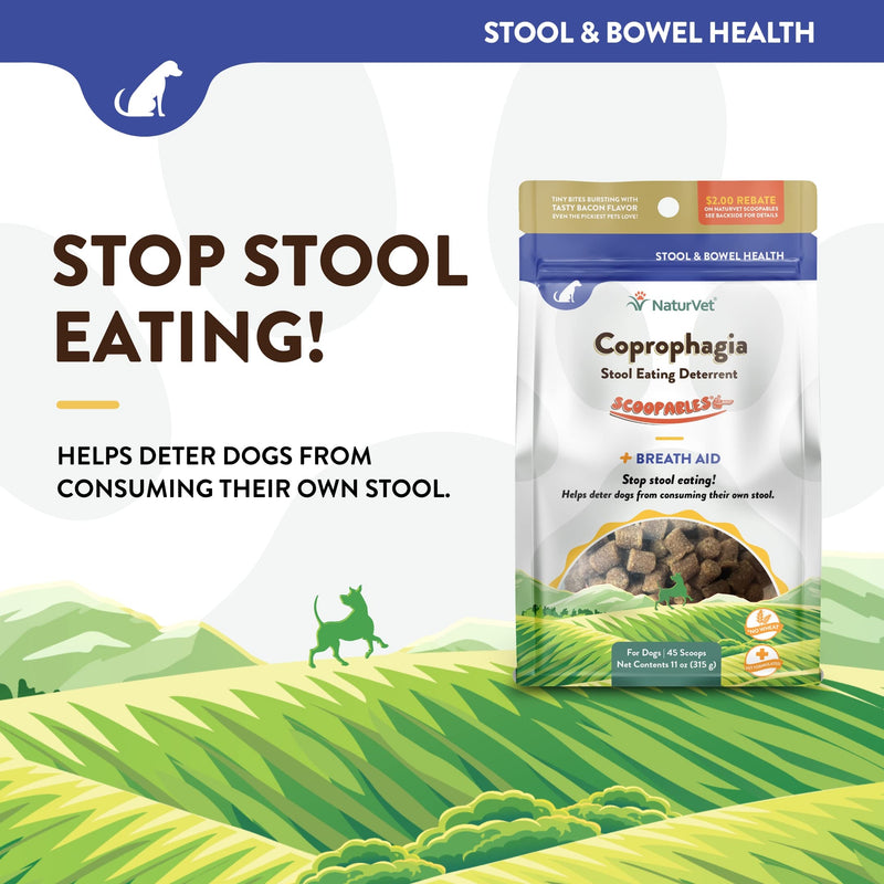 NaturVet Scoopables Coprophagia for Dogs - No Poop Eating for Dogs - Stool Eating Deterrent Supplement with Probiotic & Digestive Enzymes - Hickory Smoked Bacon Flavored | 11oz Bag - PawsPlanet Australia