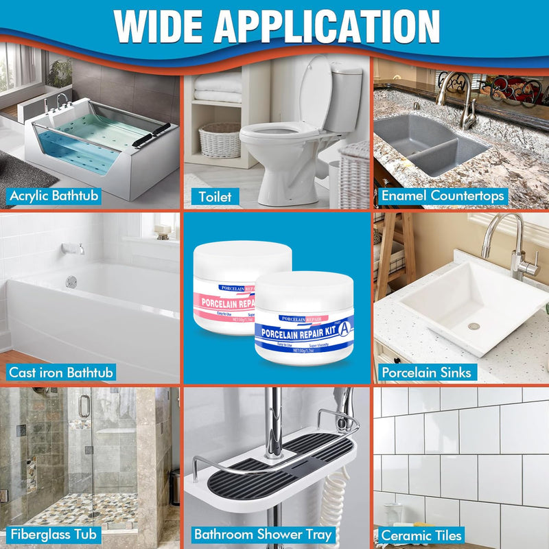 Fiberglass Tub Repair Kit (Color Match), 3.7oz Fiberglass Shower, Porcelain Sink and Acrylic Bathtub Repair Kit, Quick to Fix Cracks, Chips, Dents, Holes on Bath Tub & Toilet, Almond/Biscuit/Bone