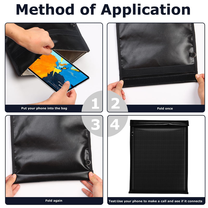 4 Pack Faraday Bags for Phones,RFID Key Fob Blocker Pounch Fireproof&Waterproof&EMP Proof Go Dark Bag for Cell Phone Block Signal and Anti-Tracking 4