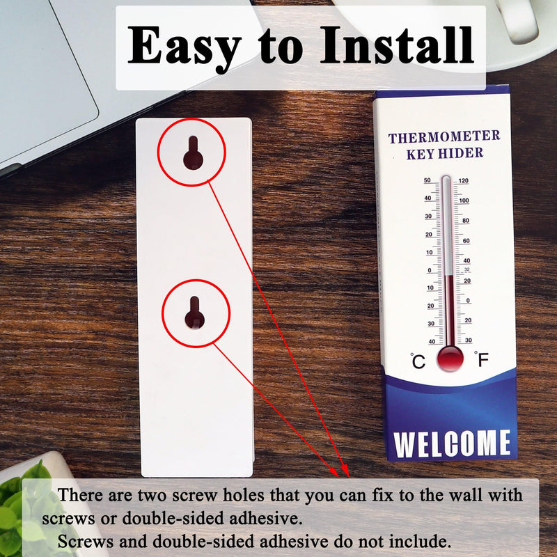 Hide A Key Outside Thermometer Decorative Key Hiders Holder Containers Lockbox for House Spare Keys Cabinet Outdoor Secret Compartment Items Safe Storage Yard Garden Indoor Geocaching