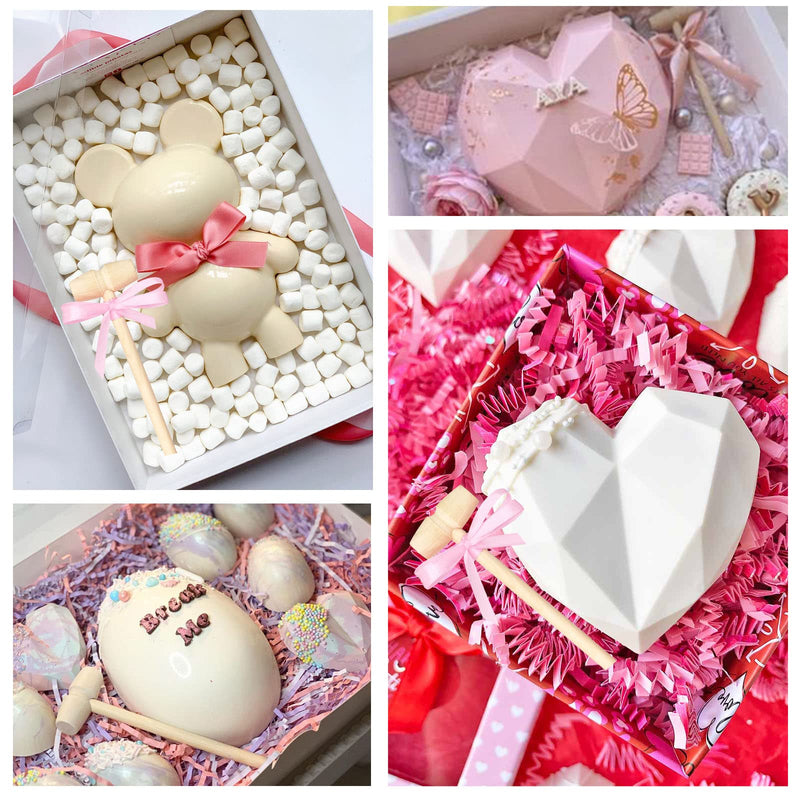 20 PCS Mini Wood Hammers Wooden Hammer for Breakable Heart Chocolate Heart, Wood Lobster Crab Mallet