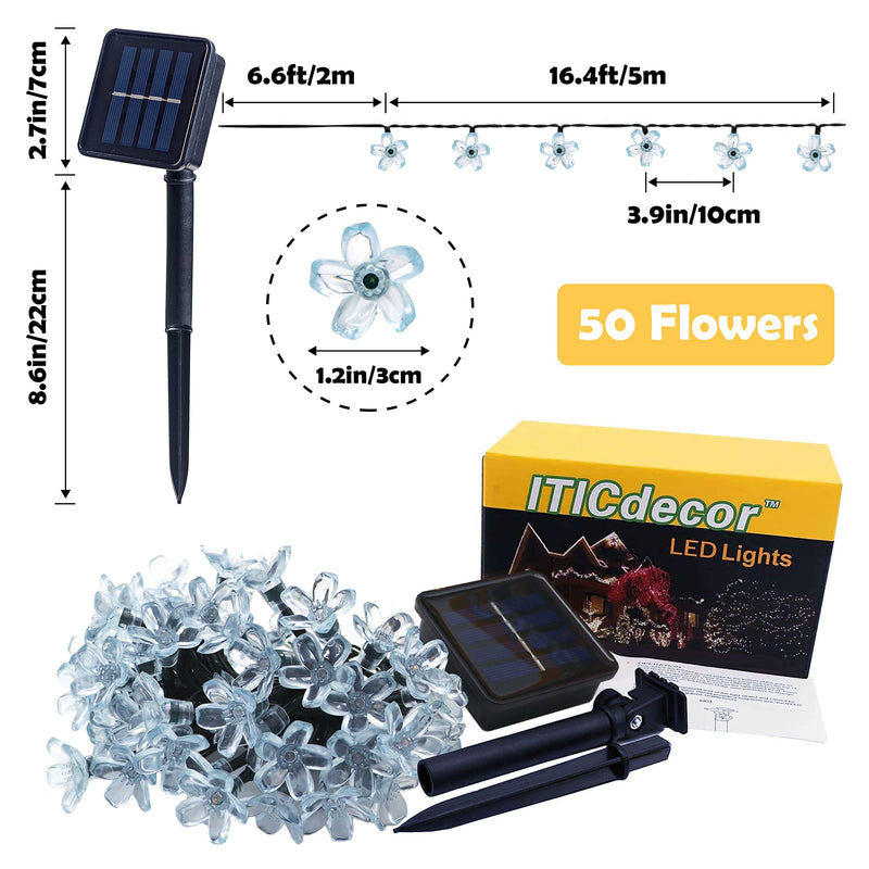 ITICdecor Solar String Flower Lights Outdoor Waterproof 50 LED Fairy Light Decorations for Garden Fence Patio Yard Christmas Tree, Lawn, Party (Multi-Colored) Multicolor