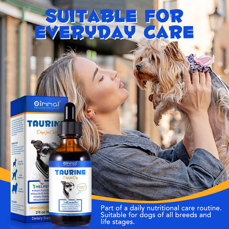 Taurine for Dogs, Taurine Liquid Supplement for Dogs, Daily Amino Acid Support for Heart Health, Vision & Immune Support, 2 FL OZ