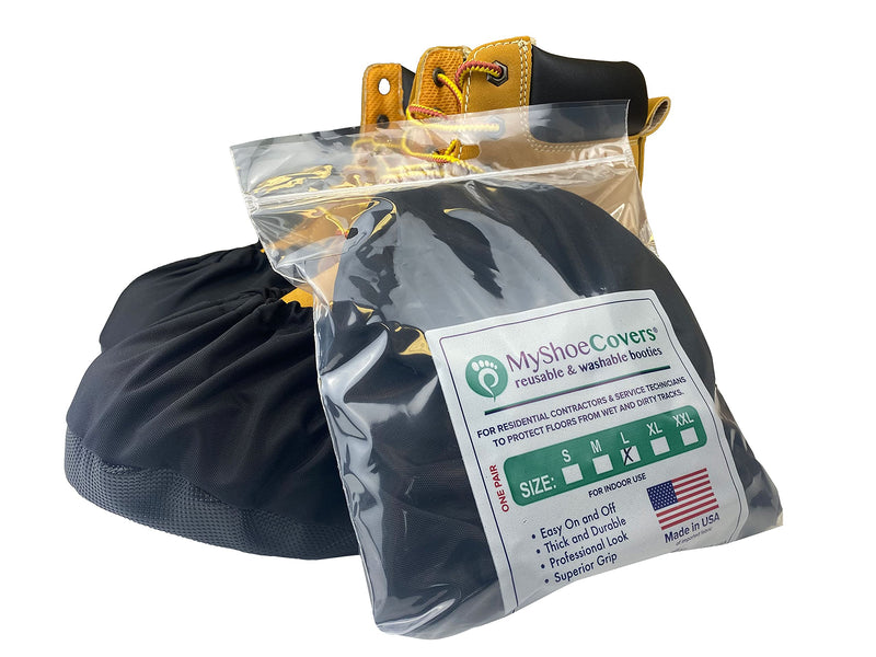 Premium Reusable Shoe and Boot Covers for Contractors - 1 Pair, Non-Slip, Black, Large - NewNest Australia