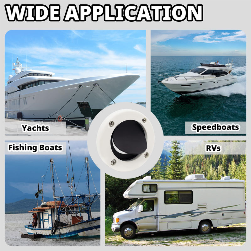 Boat Scuppers, Boat Self-Bailing Cockpit Mounted Scupper Valve Kit, Includes 2-7/8 inch Rubber Flapper Valve, Gasket, Retainer Ring and Screws, Suitable for Yachts, Fishing Boats, RVs 4 Packs