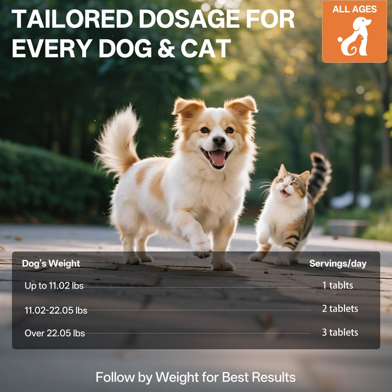 Probiotics for Dogs & Cats, Daily Digestive & Gut Health Supplement, 7 Strains & 3 Prebiotics, Supports Stool Balance, Occasional Diarrhea & Gas, Collagen & Spirulina for Skin Health & Itch Support