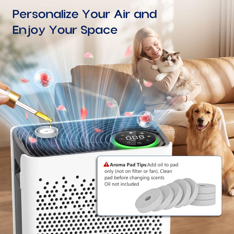 2 Pack A282 Replacement Filter Compatible with AirHub A282 Purifier and Jafanda JF280 Purifier, True HEPA + Activated Carbon Dual-Side Filtration System, with 8 Aroma Pads