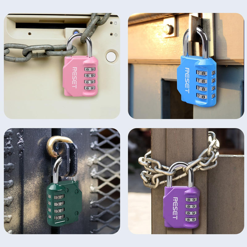 RESET-060 4 Digit Combination Lock Outdoor Padlock for School Gym Sports Locker Fence Toolbox Gate Suitcase Hasp Pink 1