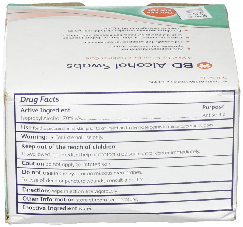 BD Alcohol Swabs 100 Each White 100 Count (Pack of 1)