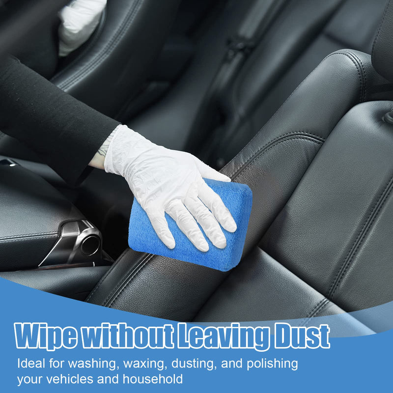 Riakrum 32 Pcs Microfiber Applicator Pads Soft Microfiber Foam Buffing Car Detailing Pads for Wax Ceramic Coating Polish Reusable Car Wash Sponge Tire Shine Applicator(Blue) Blue