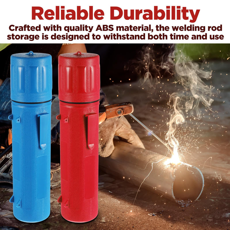 2 Pcs Welding Rod Storage Tube 14 Inch Stick Electrode Storage Container Airproof Waterproof for Welding Rod Canister(Red and Blue)