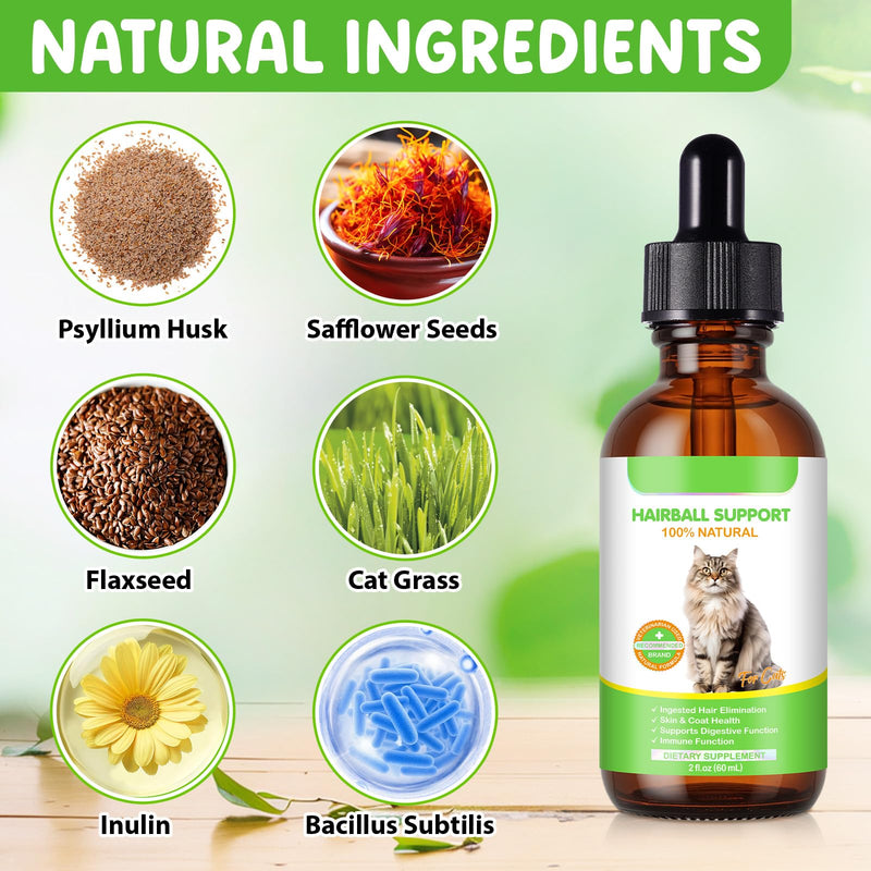 Hairball Relief for Cats, Natural Cat Hairball Treatment with Natural Ingredients & Vitamins - Kitten Furball Treatment, Supports Skin & Coat, Digestion, Immune Support for All Cats (2)