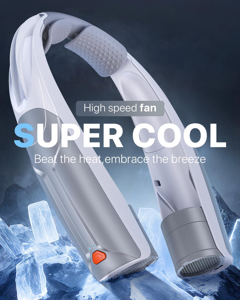 Portable Neck Fan with 6000mAh Battery, USB-C Rechargeable, Grizzly Hands-Free Personal Fan 6 Speeds, 6-20Hrs Cooling for Outdoor Sports/Gym/Office, Adjustable 11oz Lightweight, Neck Cooler Grey