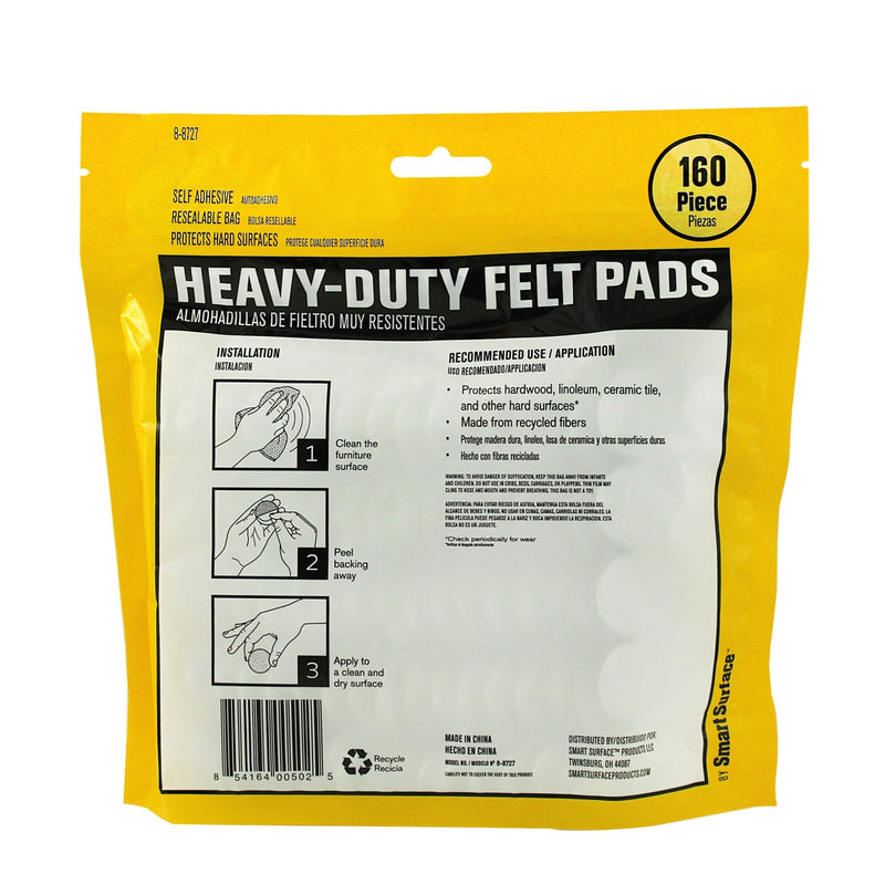 8727 Heavy Duty Self Adhesive Furniture Felt Pads 1-Inch Round Oatmeal 160-Piece Value Pack in Resealable Bag Beige