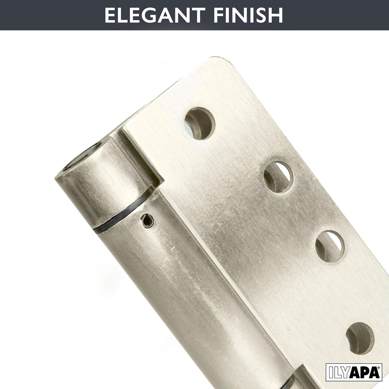 Ilyapa Self Closing Door Hinges, 2 Pack, Satin Nickel Mortise Spring Hinge - 4 x 4 Inch Interior Spring for Doors with 1/4" Radius Corners 4 x 4 Inches - 1/4" Radius