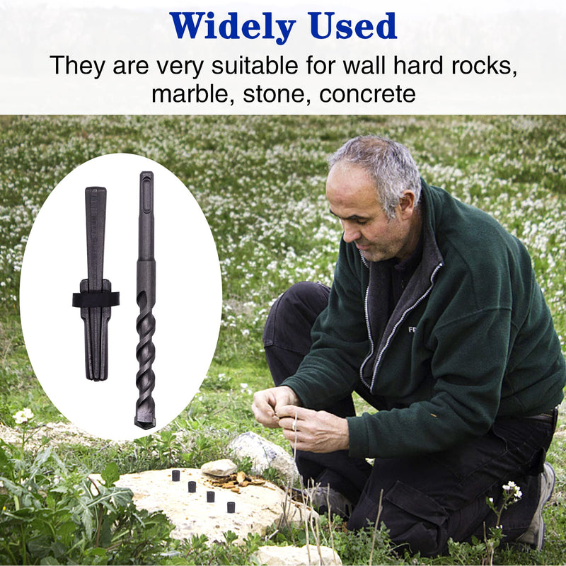6PCS Rock Splitting Wedges and 1PCS Rotary Hammer Drill Bit, Wedge and Feather Shims, Stone Splitter Tools for Granites, Concretes, Boulders, Volcanic Rocks, Limestone Rocks 9/16" (14mm)