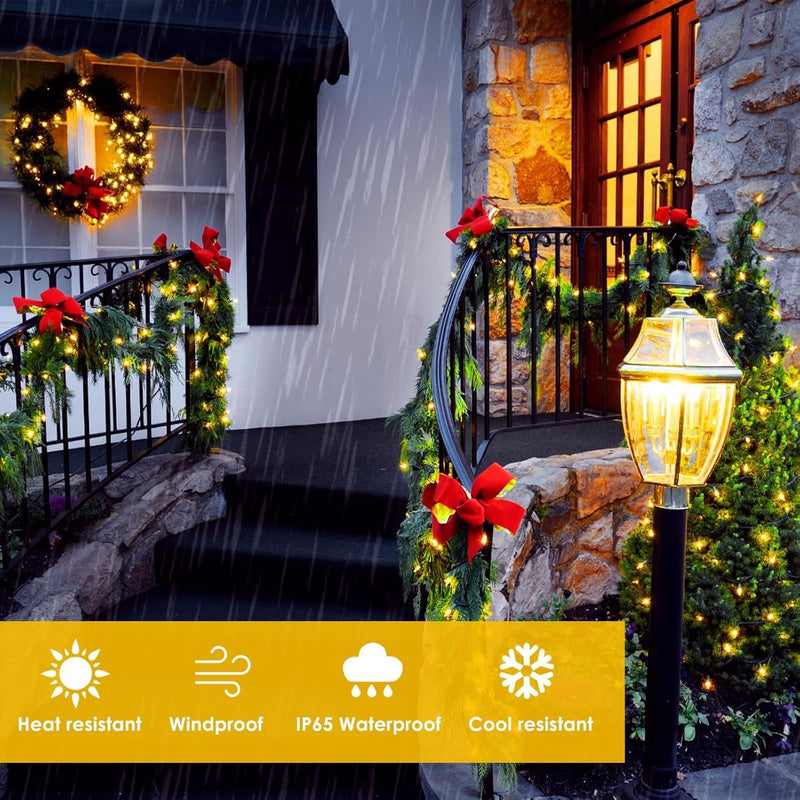 6-Pack Solar String Lights Outdoor, Extra-Long 600LED Christmas Fairy Lights Waterproof, Solar Twinkle Lights Copper Wire 8 Modes Fairy Twinkle Light for Xmas Tree Garden Party Wedding (Warm White) Warm White 6 Pack-600LED