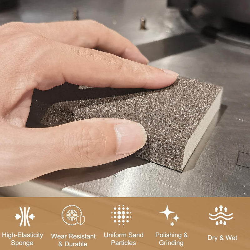 6 Pack 400 Grit Hand Sanding Block, Washable and Reusable Sanding Sponge Great for Pot Brush Pan Brush Sponge Brush Glasses Sanding Wood Sanding Metal Sanding (400 Grit)
