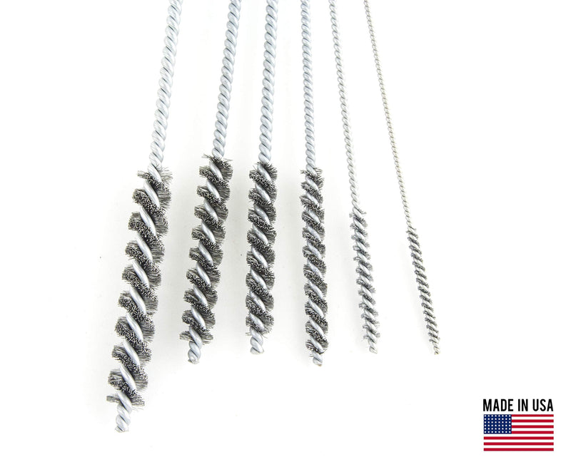 Brush Research 84CKITA 6 Piece Carbon Steel Tube Brush Kit with Ring Handles from 1/8" to 7/16" 1/8" - 7/16"