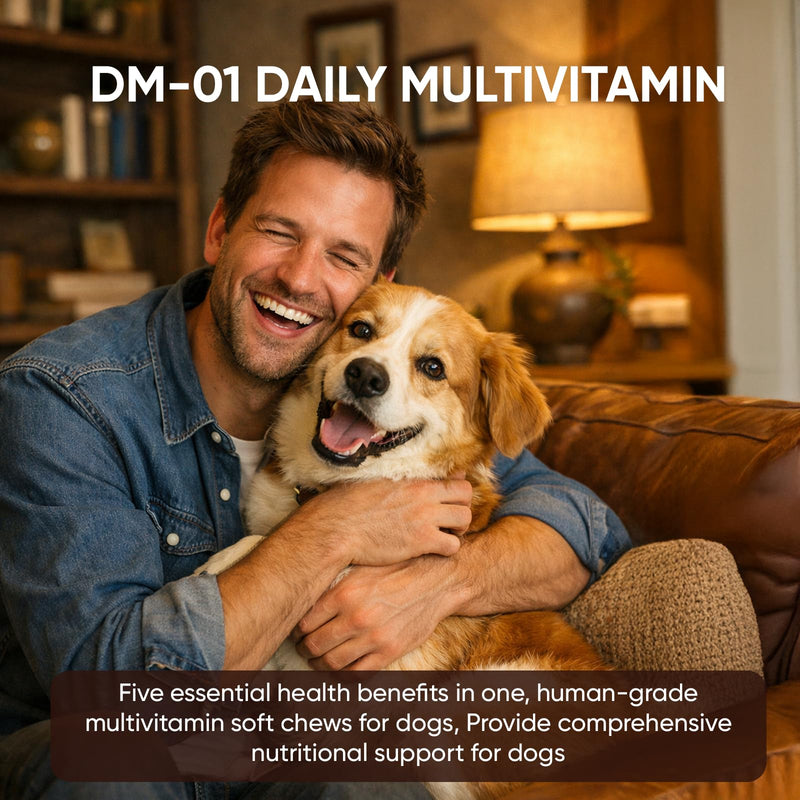DM-01 Daily Multivitamin for Dogs - Advanced Hip & Joint Support, Boosts Immune System & Digestion, Promotes Skin, Coat & Organ System Health, Enhances Activity & Mood, 60 Chews (1) 1
