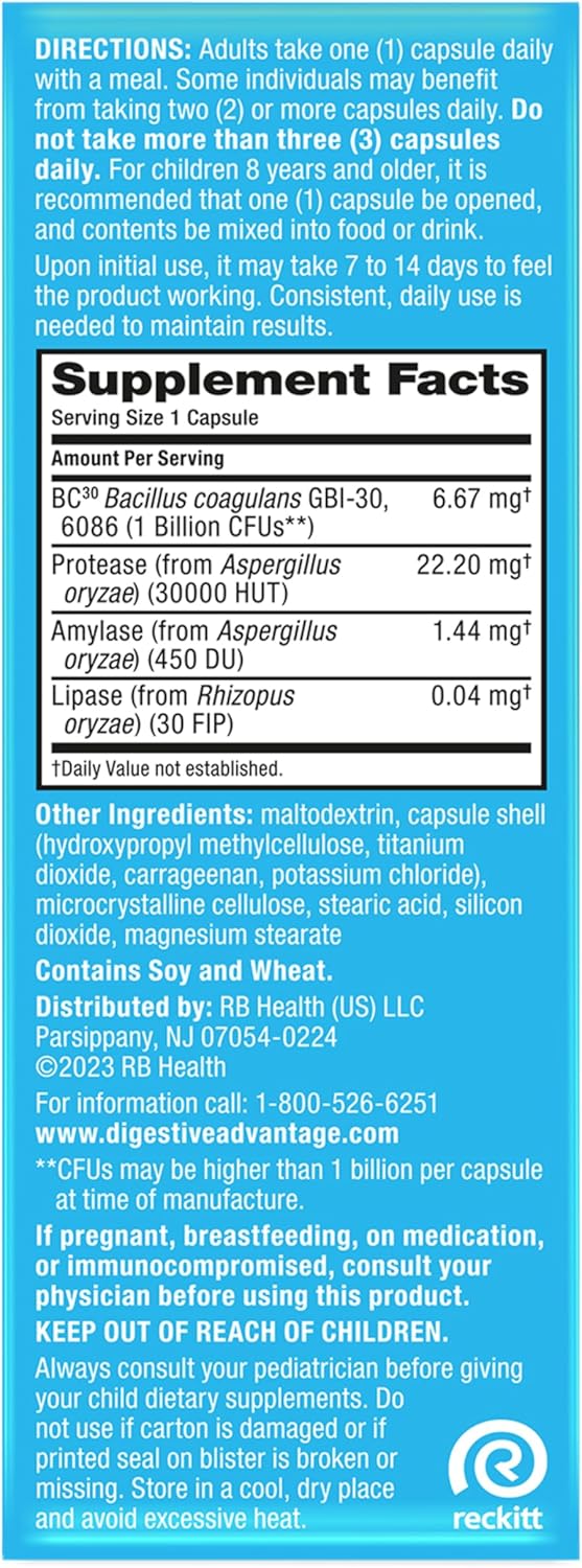 IBS Daily Probiotic Capsules for Digestive Health & Gut Health, Digestive Advantage Probiotics For Men and Women (96 count box) - Digestible Enzymes IBS 96CT - NewNest Australia