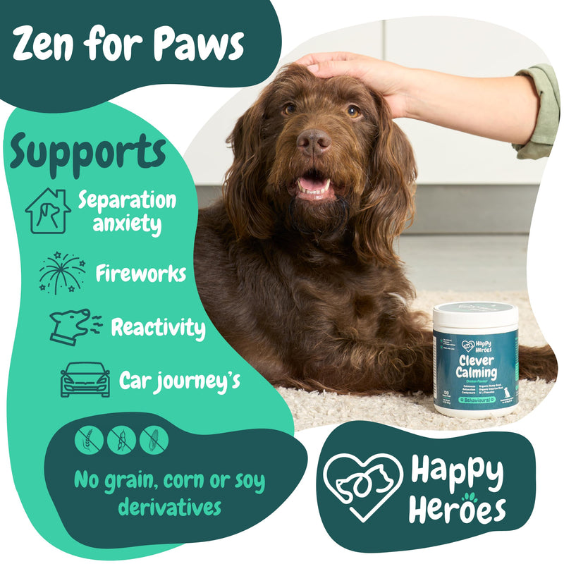 Clever Calming Dog Treats, 100% Natural Supplement, Behavioural Health, Reduces Stress, Fear, Hyperactivity, Aggression, Provides Dog Anxiety Relief & Relaxation - PawsPlanet Australia